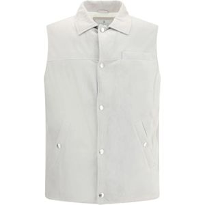 Brunello Cucinelli, Heren, Jassen, Grijs, Maat: XL Leer,