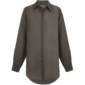 Cortana, Dames, Blouses & Shirts, Grijs, Maat: S Linnen,