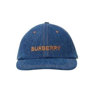 Burberry Geborduurde Denim Baseball Cap , Blue , Dames , Maat: M