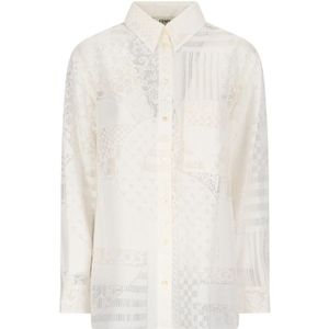 Fendi, Dames, Blouses & Shirts, Wit, Maat: S Zijde,