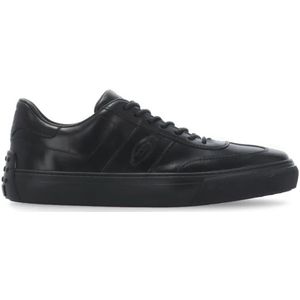 Tod's Zwarte Vintage Leren Sneakers , Black , Heren , Maat: 42 EU