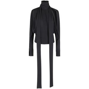 Francesco Murano, Dames, Blouses & Shirts, Zwart, Maat: XS Leer,