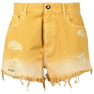 Semicouture, Dames, Korte broeken, Geel, Maat: W26 Katoen,