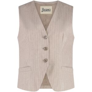 Herno, Dames, Jassen, Beige, Maat: M Linnen,