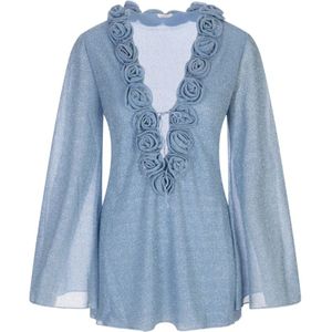 Oseree, Dames, Blouses & Shirts, Blauw, Maat: L Polyamide,
