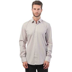 Hugo Boss - Gedessineerd Overhemd - Beige - Slim Fit - Katoen