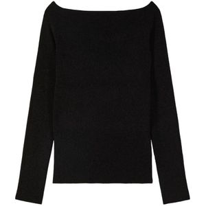 Patrizia Pepe, Dames, Truien, Zwart, Maat: XS Leer,