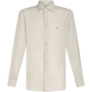Etro, Heren, Overhemden, Beige, Maat: 4XL Linnen,