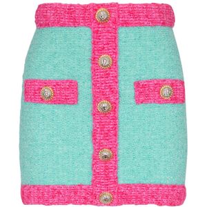 Balmain Tweekleurige gebreide rok met knopen , Multicolor , Dames , Maat: XS