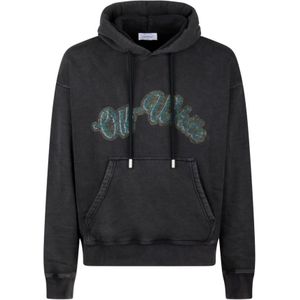 Off White, Heren, Sweatshirts & Hoodies, Zwart, Maat: L Katoen,