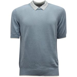 Eleventy, Heren, Tops, Blauw, Maat: S Katoen,