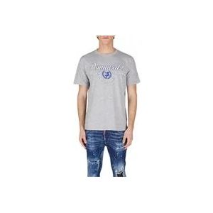 Dsquared2 Grijze Katoenen T-Shirt, Moderne Logo Print, Relaxte Pasvorm , Gray , Heren , Maat: S
