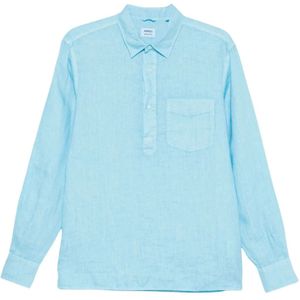 Aspesi, Heren, Overhemden, Blauw, Maat: 2XL Linnen,