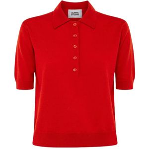 Alpha Studio, Dames, Tops, Rood, Maat: M Wol,