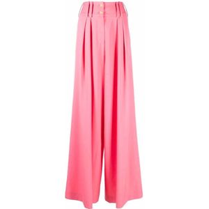 Balmain Wijde broek, wol, hoog getailleerd, gemaakt in Italië , Pink , Dames , Maat: XS