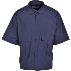 Herno, Heren, Overhemden, Blauw, Maat: XL Polyamide,