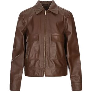 Max Mara Studio, Dames, Jassen, Bruin, Maat: XS Leer,