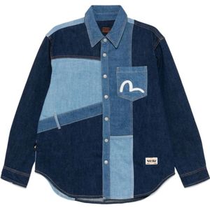 Evisu, Heren, Overhemden, Blauw, Maat: L Denim,