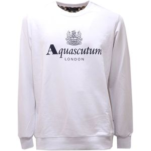 Aquascutum, Heren, Sweatshirts & Hoodies, Wit, Maat: XL Katoen,