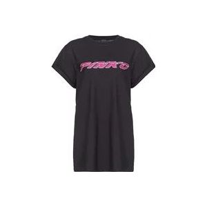Pinko Zwarte Katoenen Jersey T-shirt Telesto , Black , Dames , Maat: S