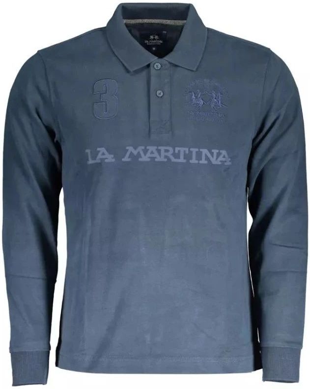 La Martina - Polo - Blauw - Katoen - Lange Mouwen
