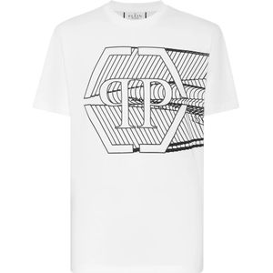 Philipp Plein, Heren, Tops, Wit, Maat: M Katoen,