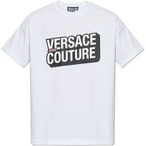 Versace Jeans Couture, Heren, Tops, Wit, Maat: L Katoen,