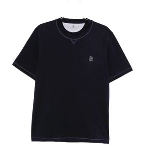 Brunello Cucinelli, Heren, Tops, Blauw, Maat: L Katoen,