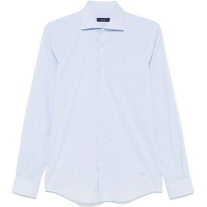 Fay, Heren, Overhemden, Blauw, Maat: M Katoen,