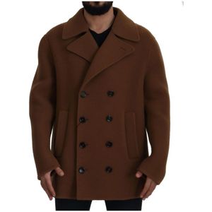 Dolce & Gabbana, Heren, Mantels, Bruin, Maat: 2XL Wol,