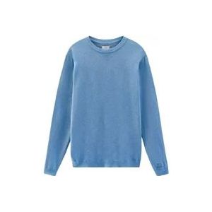 Woolrich Geborduurde Logo Crewneck Sweater , Blue , Heren , Maat: XL