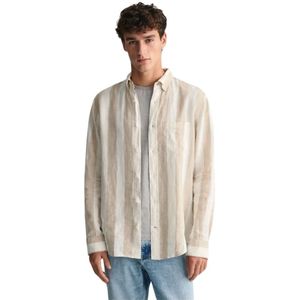 Gant, Heren, Overhemden, Veelkleurig, Maat: 2XL Linnen,