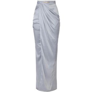 Elisabetta Franchi, Dames, Rokken, Blauw, Maat: XL Satijn,