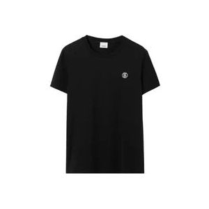 Burberry Zwart Katoenen Monogram Motief T-shirt , Black , Heren , Maat: M