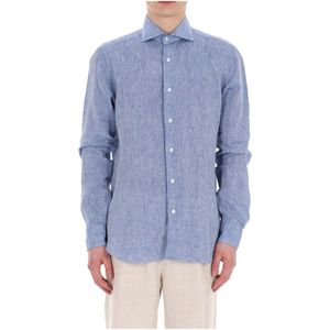Barba, Heren, Overhemden, Blauw, Maat: 4XL Linnen,