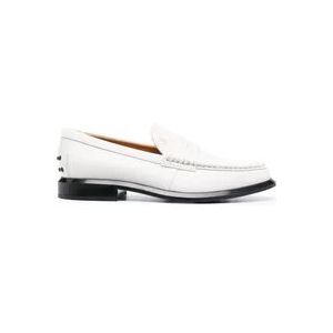Tod's Witte leren penny loafers , White , Dames , Maat: 39 EU
