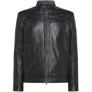 Peuterey, Heren, Jassen, Zwart, Maat: 2XL Leer,