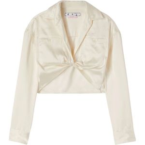 Off White, Dames, Blouses & Shirts, Wit, Maat: S Viscose,