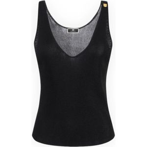 Elisabetta Franchi, Dames, Tops, Zwart, Maat: XS