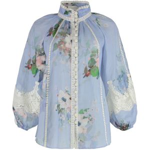 Zimmermann, Dames, Blouses & Shirts, Blauw, Maat: L Linnen,