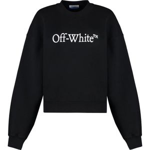 Off White - Sweatshirt - Zwart - Katoen - Met Contrasterende Logo-print