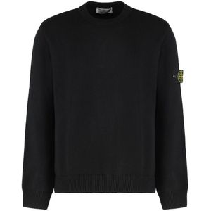 Stone Island, Heren, Truien, Zwart, Maat: XL Katoen,