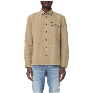 Fay, Heren, Overhemden, Beige, Maat: S Katoen,