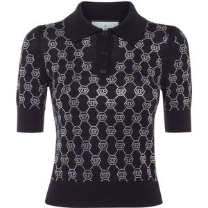 Philipp Plein, Dames, Tops, Blauw, Maat: XS Wol,