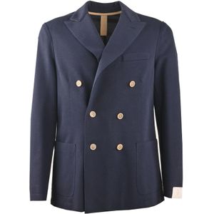 Eleventy, Heren, Jassen, Blauw, Maat: S Linnen,