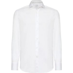 Brunello Cucinelli, Heren, Overhemden, Wit, Maat: L Katoen,