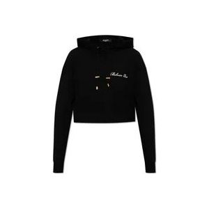 Balmain Geknipte hoodie , Black , Dames , Maat: XS