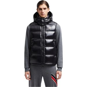 Moncler Glanzende Nylon Dons Gilet in Zwart , Black , Heren , Maat: 3XL