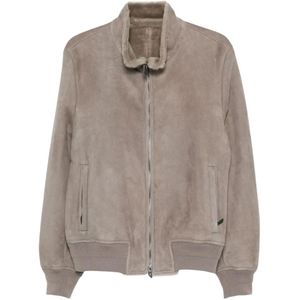 Salvatore Santoro, Heren, Jassen, Beige, Maat: M Suède,