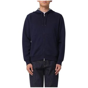 Brunello Cucinelli, Heren, Sweatshirts & Hoodies, Blauw, Maat: XS Katoen,